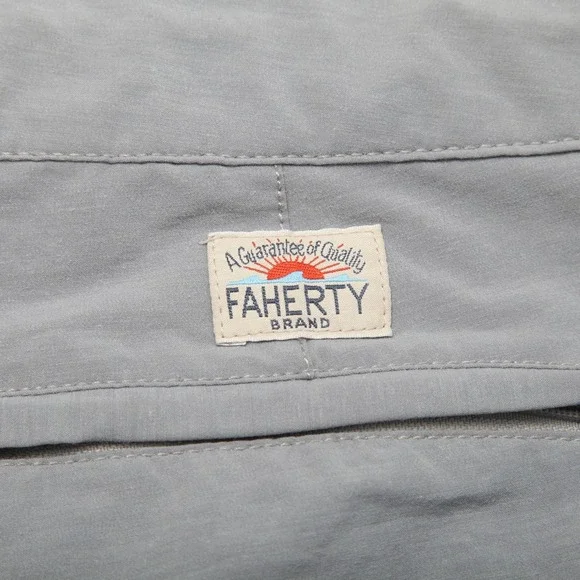 Faherty Shorts Mens 35 Gray All Day Hybrid Drawstring Zip Pocket Stretch Tech - Picture 3 of 11